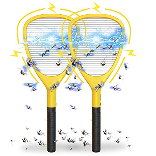 High Voltage Handheld Mosquito Killer Insect Trap Racket for Indoor and Outdoor Control Wellgoo Large Electric Fly Swatter Bug Zapper Fruit Fly 2 AA Batteries Included